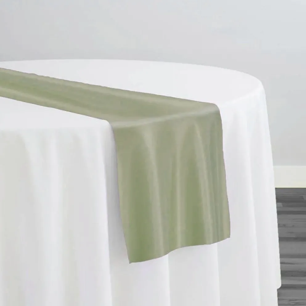 Lamour (Dull) Satin Table Runner in Sage 1154