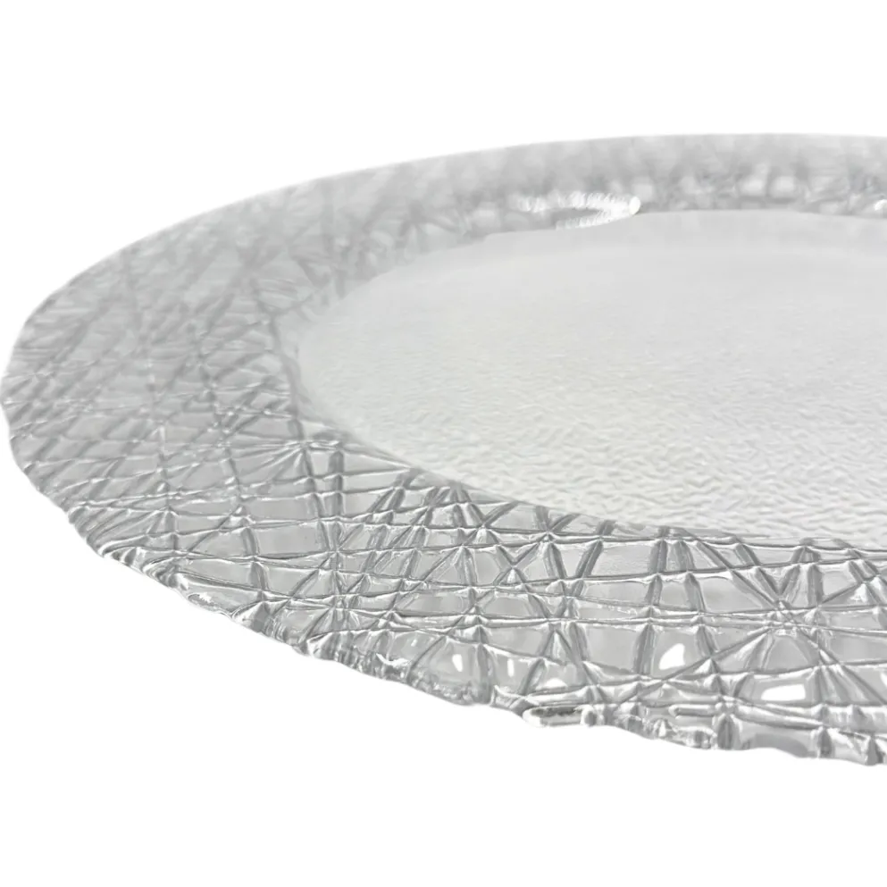 Lattice - Glass Charger Plate in Silver (Item # 0386)