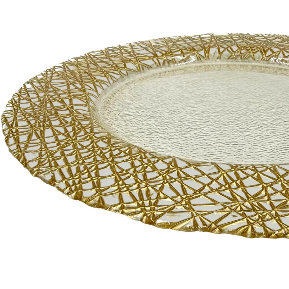 Lattice - Glass Charger Plate in Gold (Item # 0386)