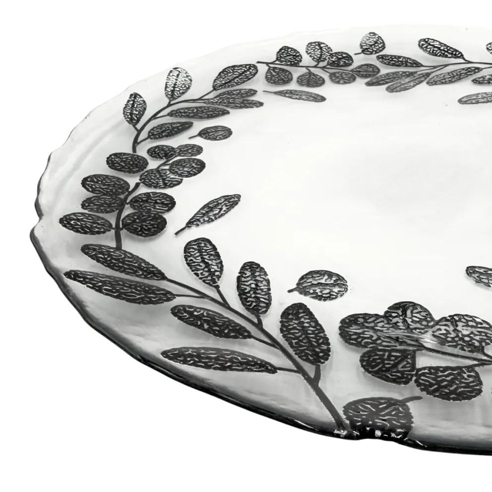 Laurel - Glass Charger Plate in Black (Item # 0424)