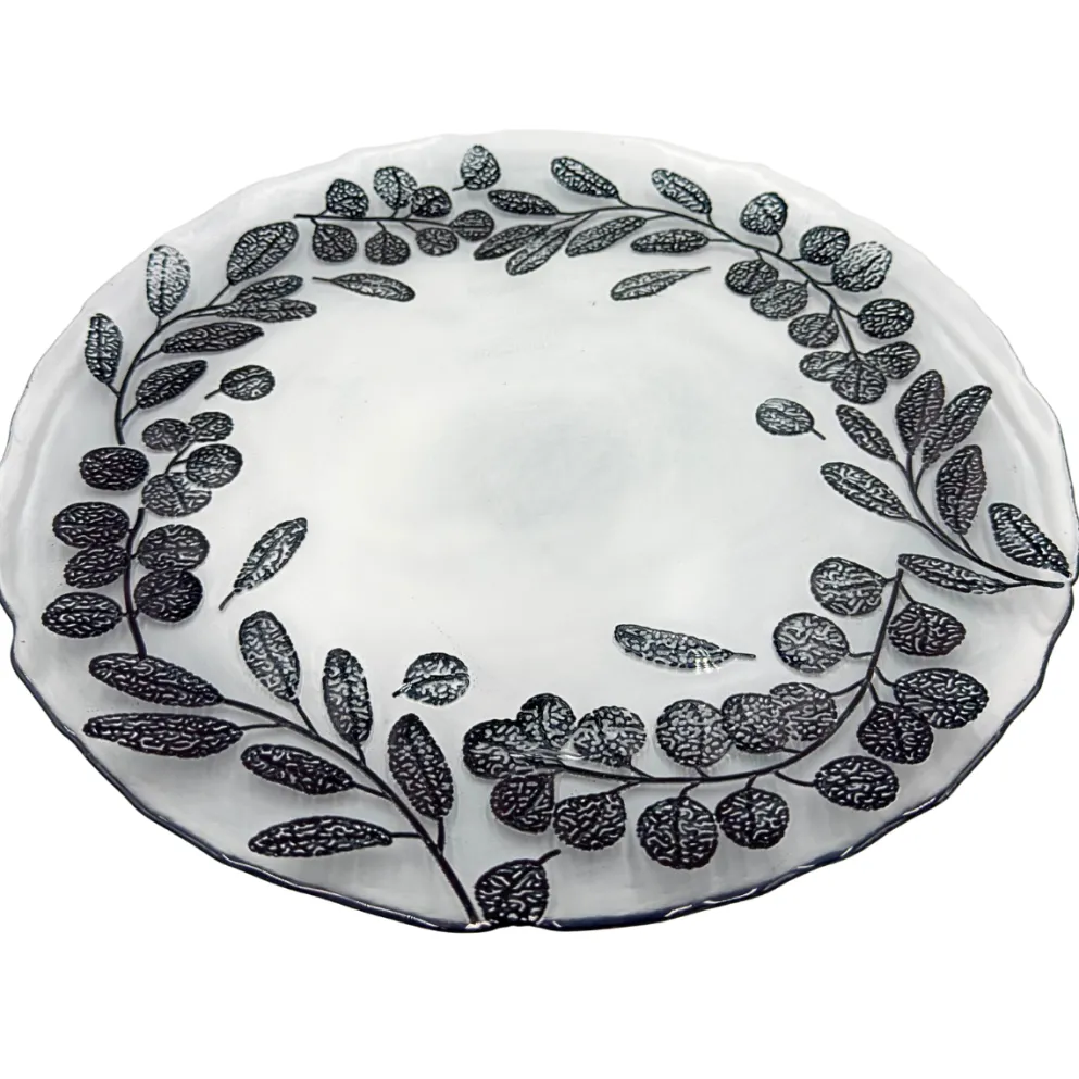 Laurel - Glass Charger Plate in Black (Item # 0424)