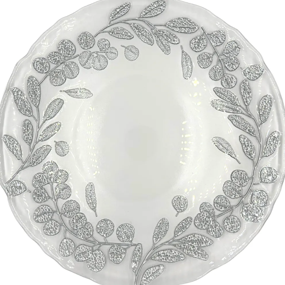 Laurel - Glass Charger Plate in Silver (Item # 0424)