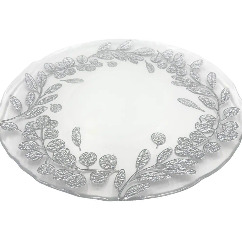 Laurel - Glass Charger Plate in Silver (Item # 0424)