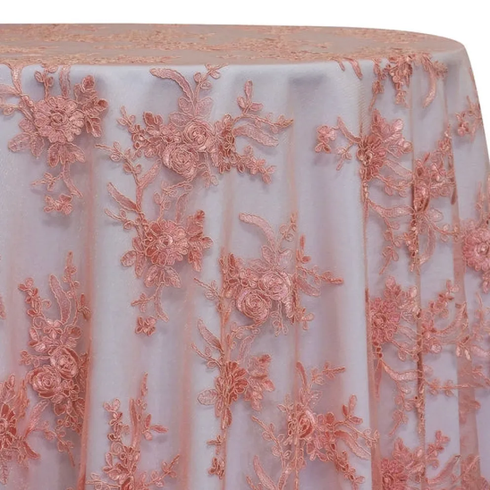 Laylani Lace Table Linen in Coral