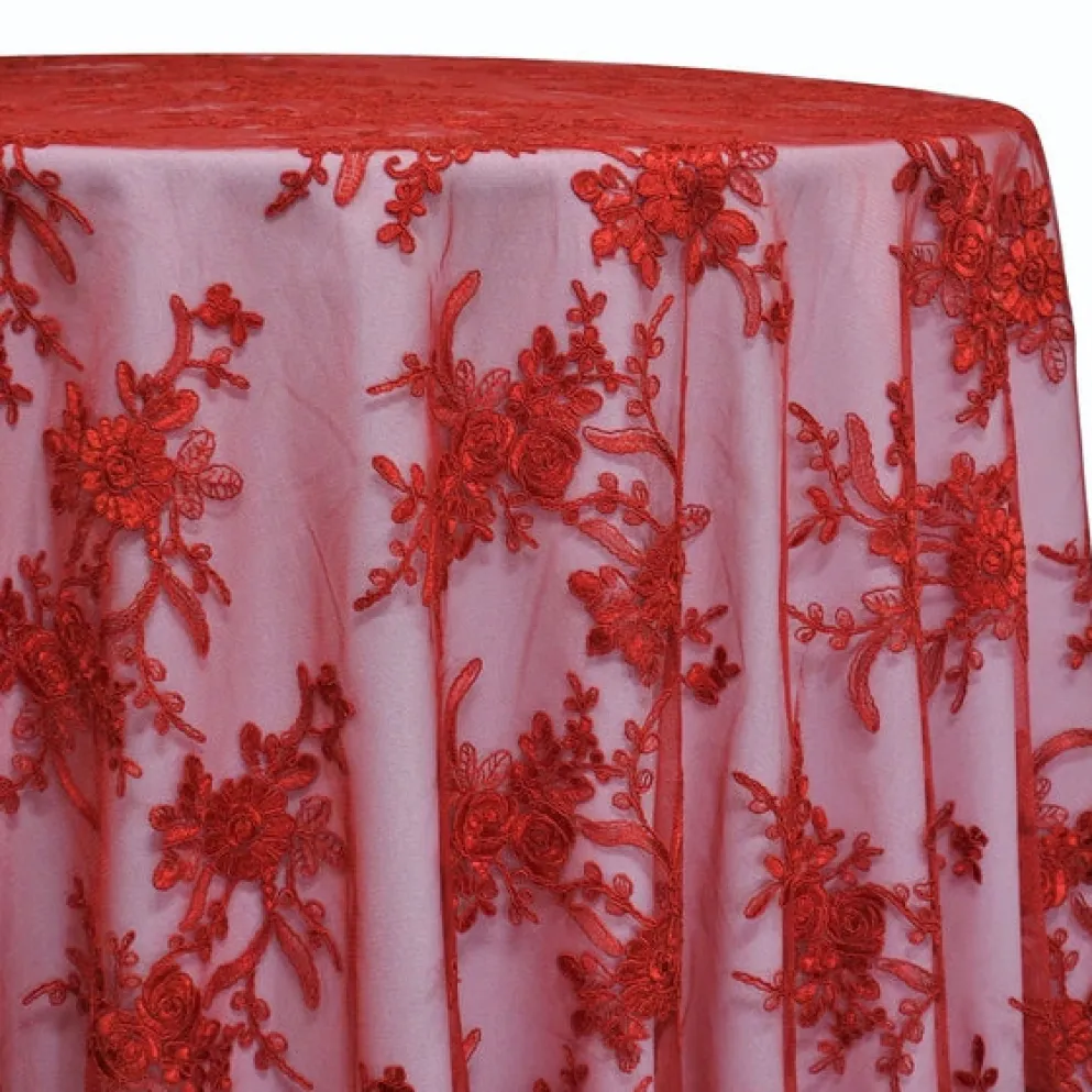 Laylani Lace Table Linen in Red