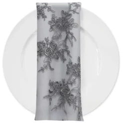 Laylani Lace (w/ Poly Lining) Table Napkin in Silver