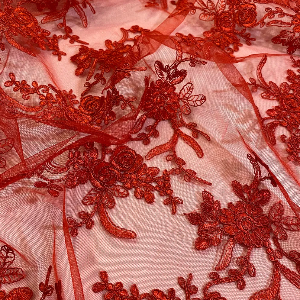 Laylani Lace (w/ Poly Lining) Table Napkin in Red