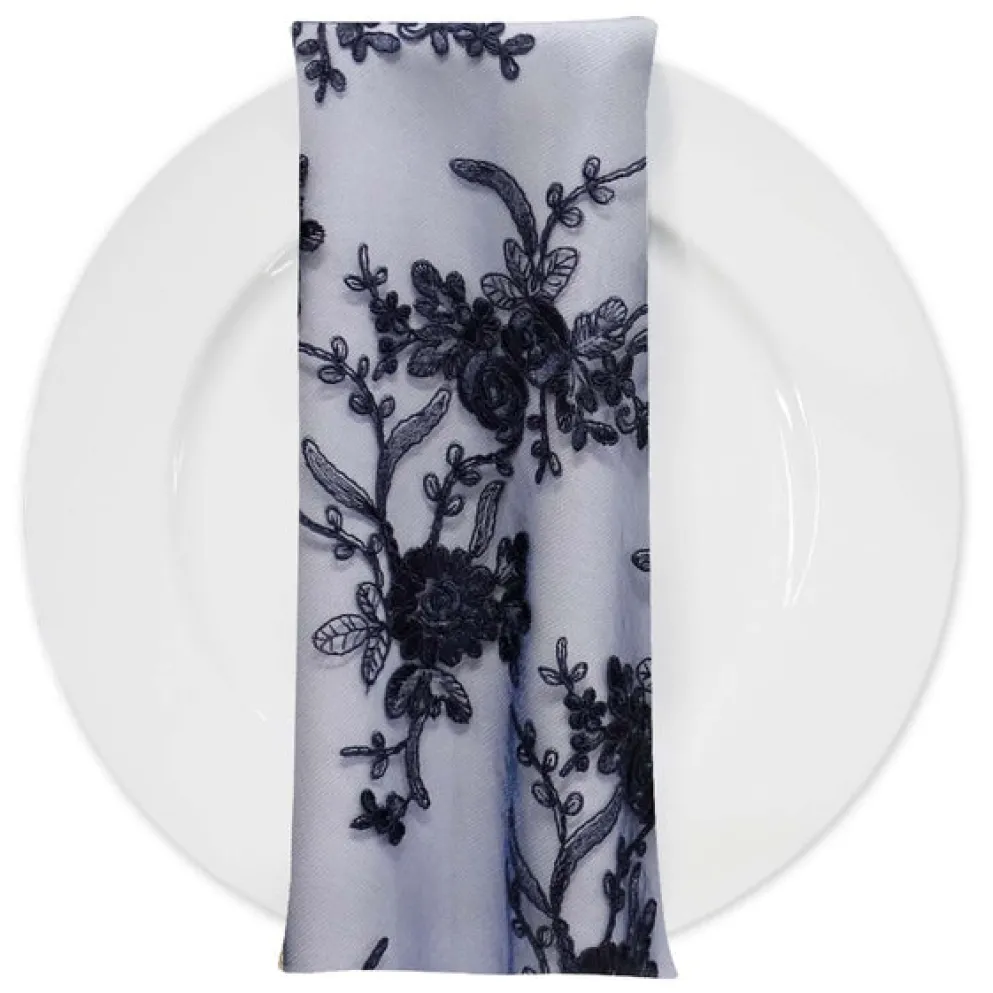 Laylani Lace (w/ Poly Lining) Table Napkin in Navy
