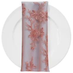 Laylani Lace (w/ Poly Lining) Table Napkin in Coral