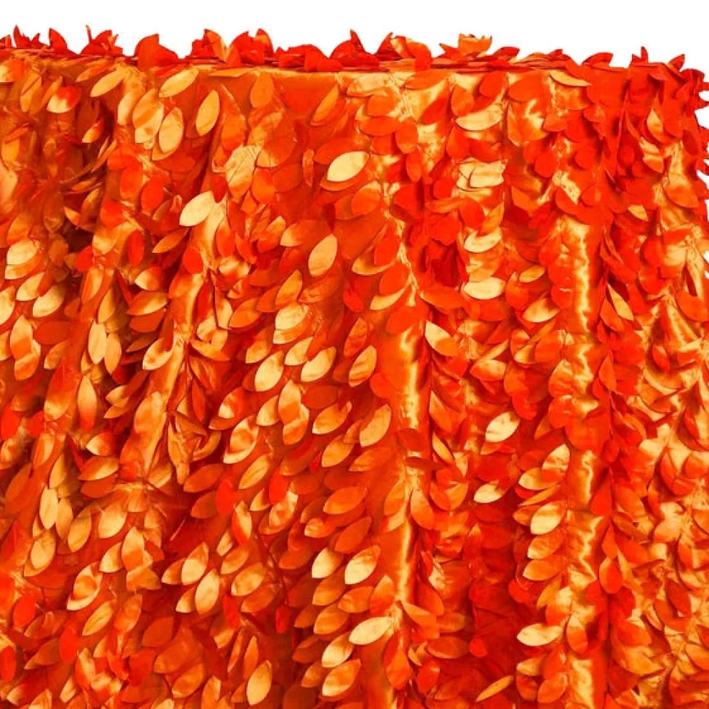 Leaf Hanging Taffeta Table Linen in Orange
