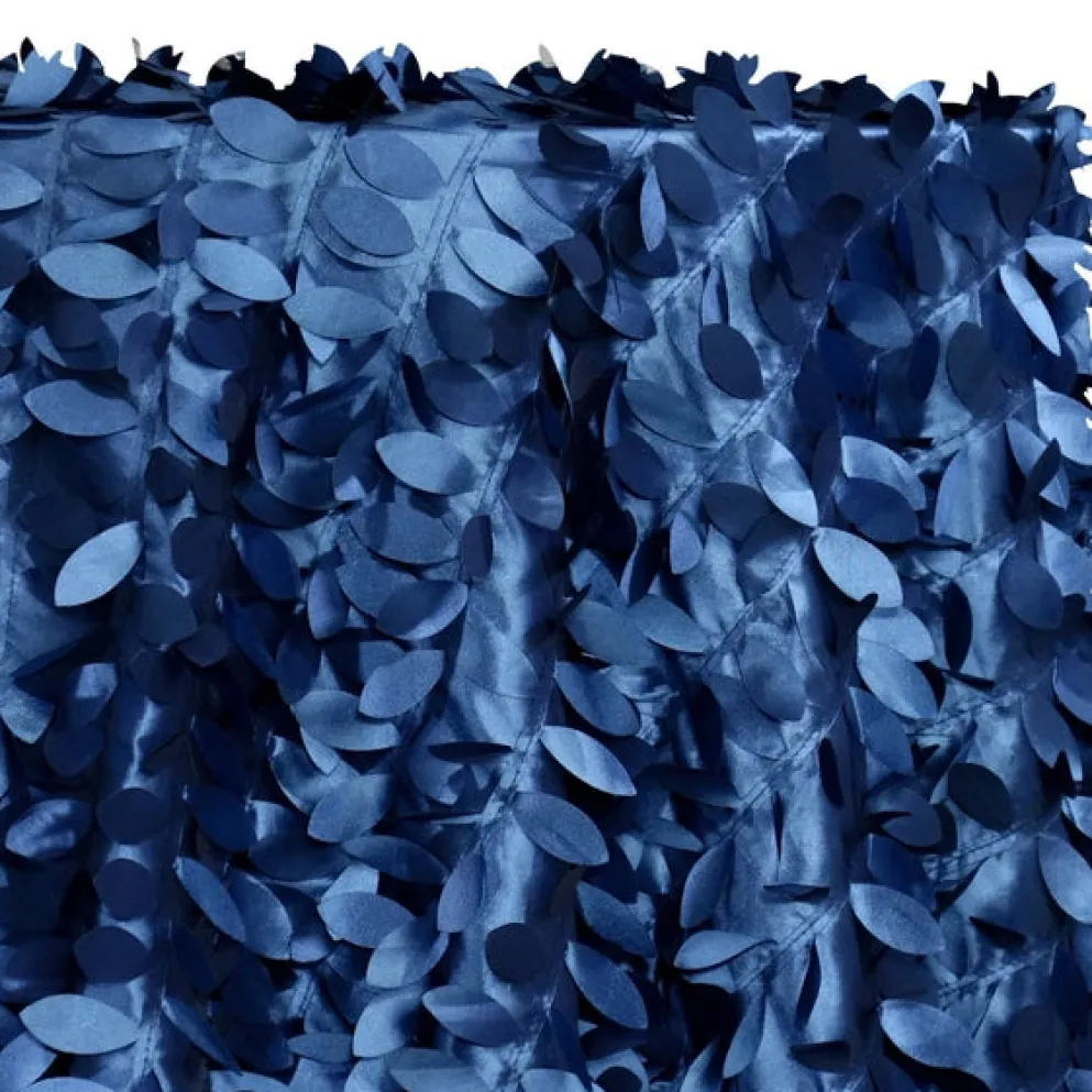 Leaf Hanging Taffeta Table Linen in Navy