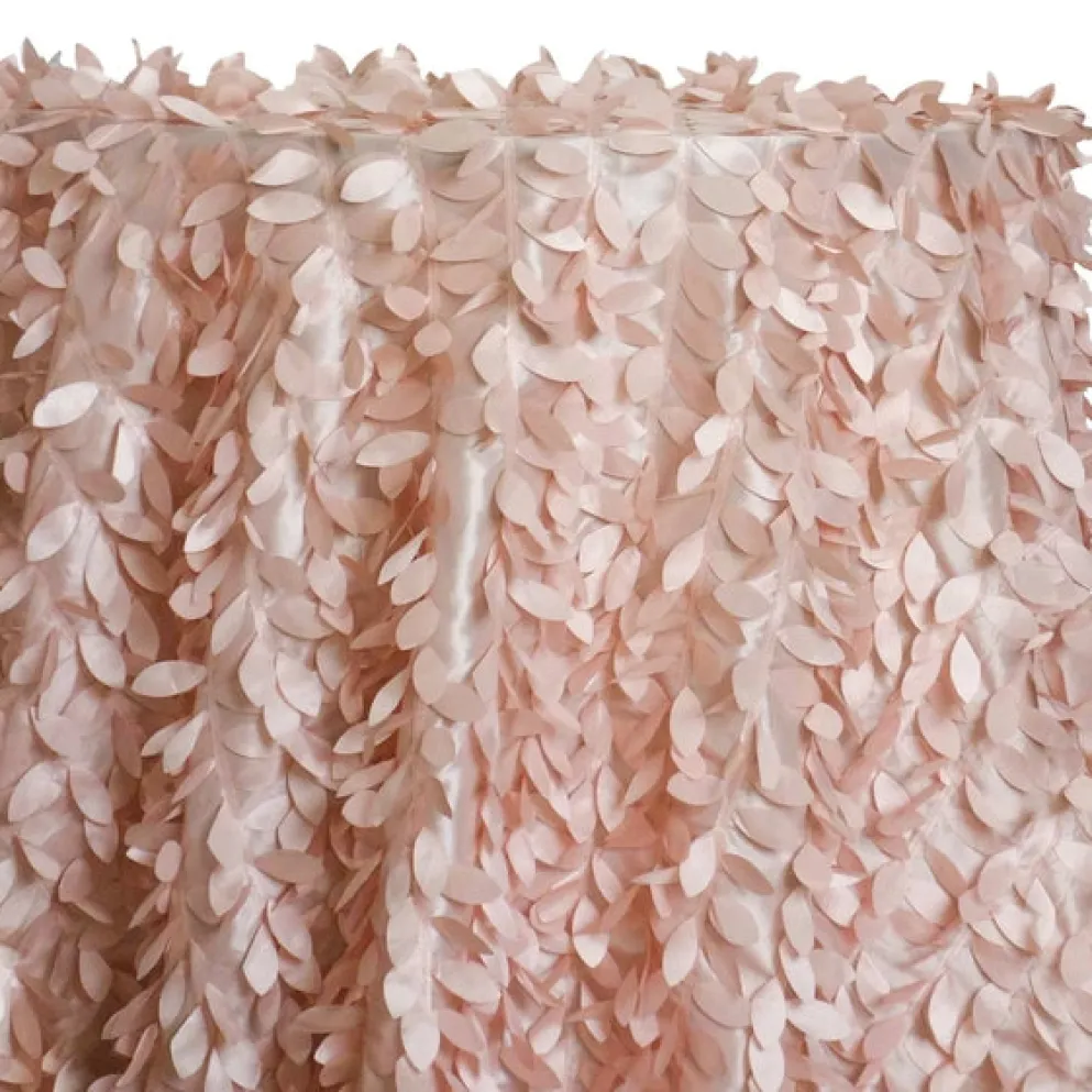 Leaf Hanging Taffeta Table Linen in Pink Petal
