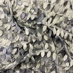 Leaf Hanging Taffeta Table Linen in Silver