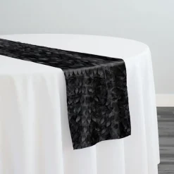 Leaf Hanging Taffeta Table Runner in Black