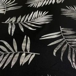 Leaf (Metallic Print) Table Linen in Black and Silver