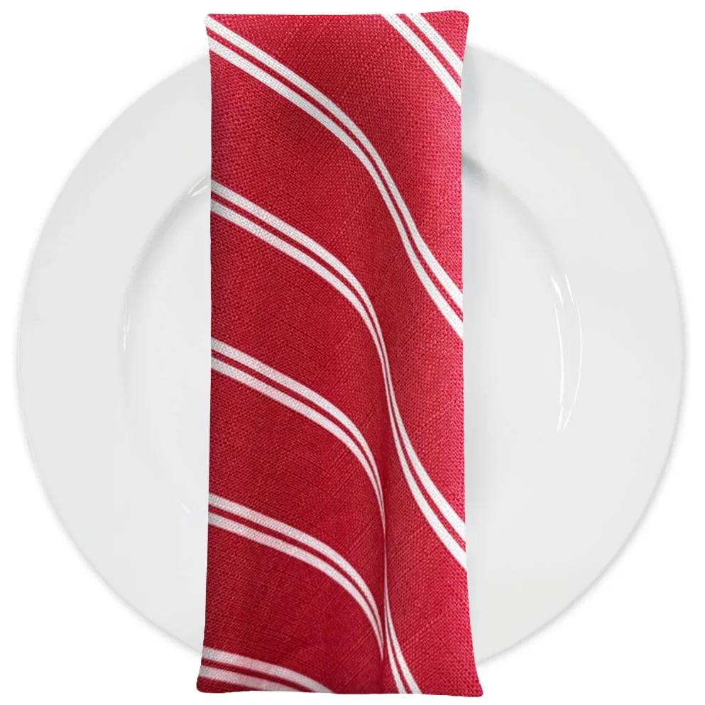 Lexington Stripe (Slub Print) Table Napkin in Red