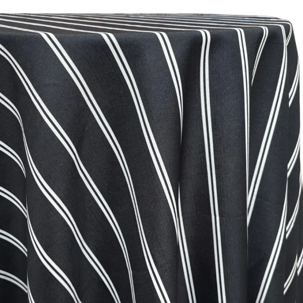 Lexington Stripe (Slub Print) Table Linen in Black