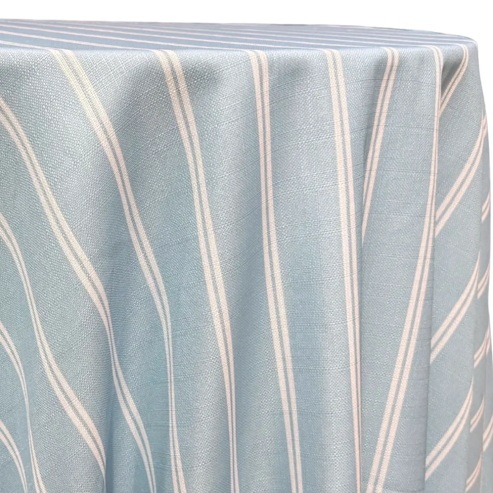 Lexington Stripe (Slub Print) Table Linen in Lt Blue