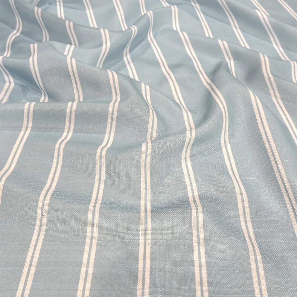 Lexington Stripe (Slub Print) Table Linen in Lt Blue