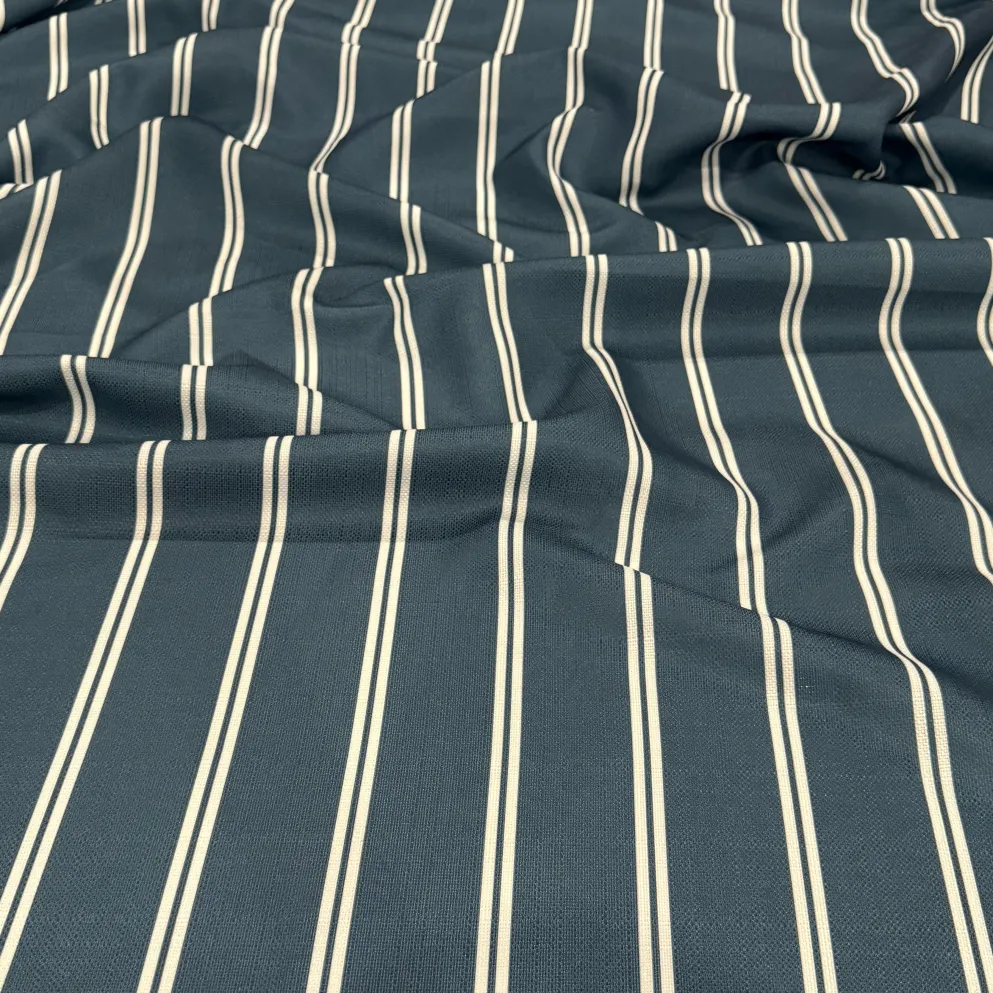 Lexington Stripe (Slub Print) Table Linen in Slate Blue