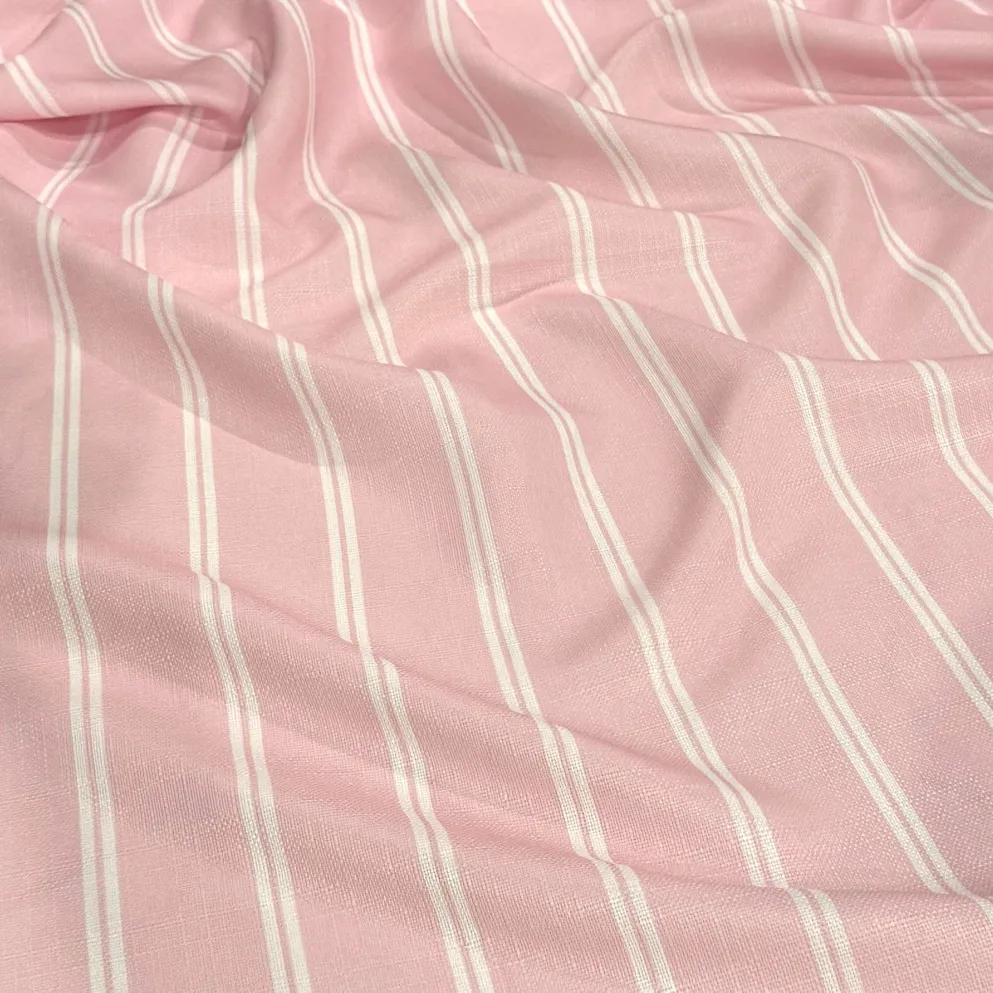 Lexington Stripe (Slub Print) Table Linen in Pink