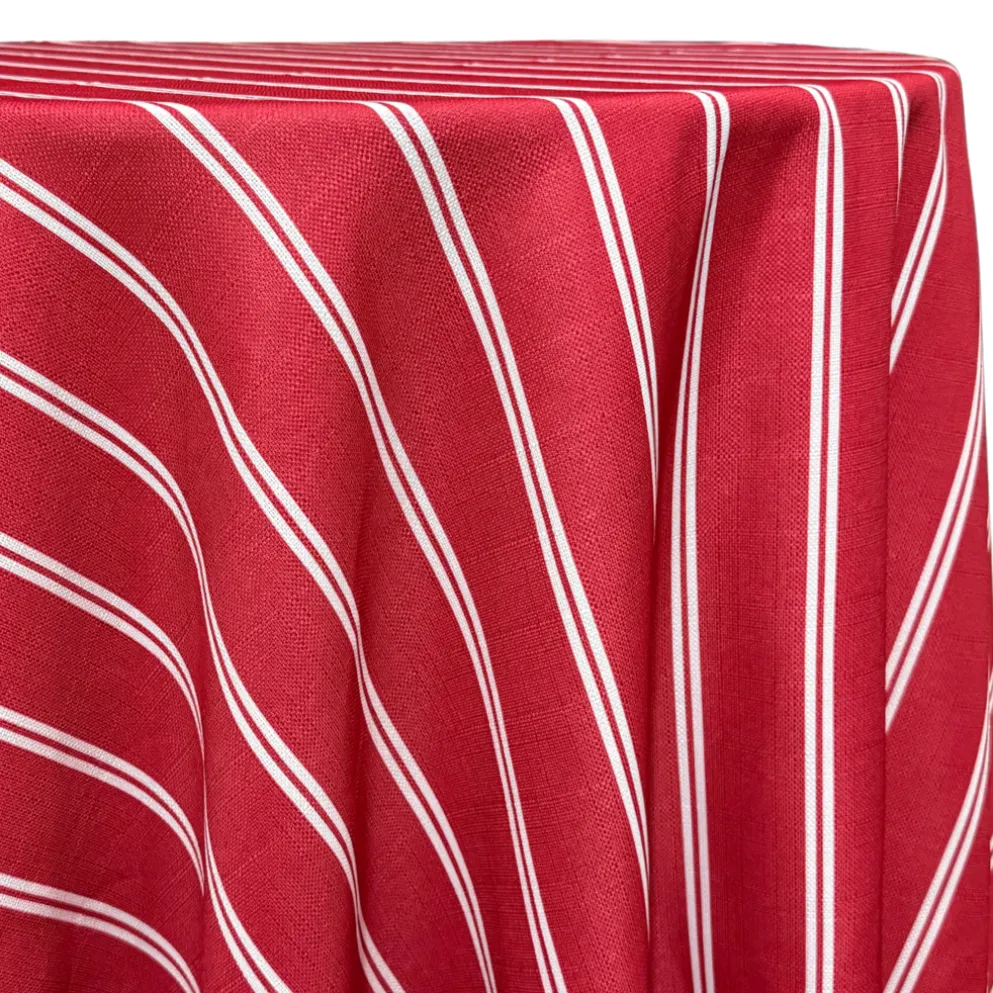 Lexington Stripe (Slub Print) Table Linen in Red