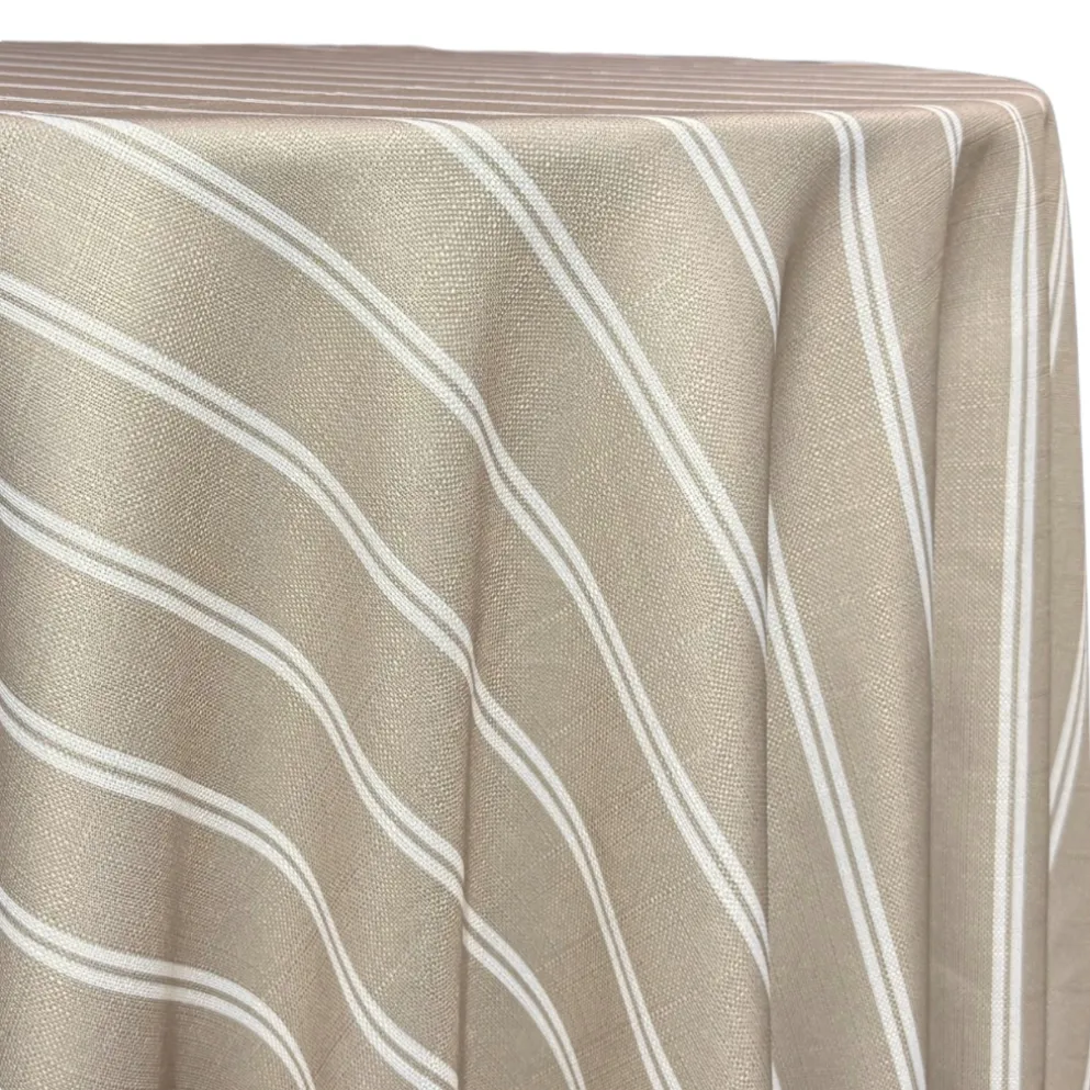 Lexington Stripe (Slub Print) Table Linen in Taupe
