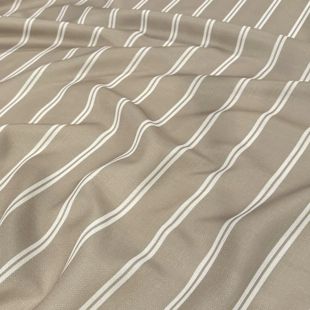 Lexington Stripe (Slub Print) Table Linen in Taupe