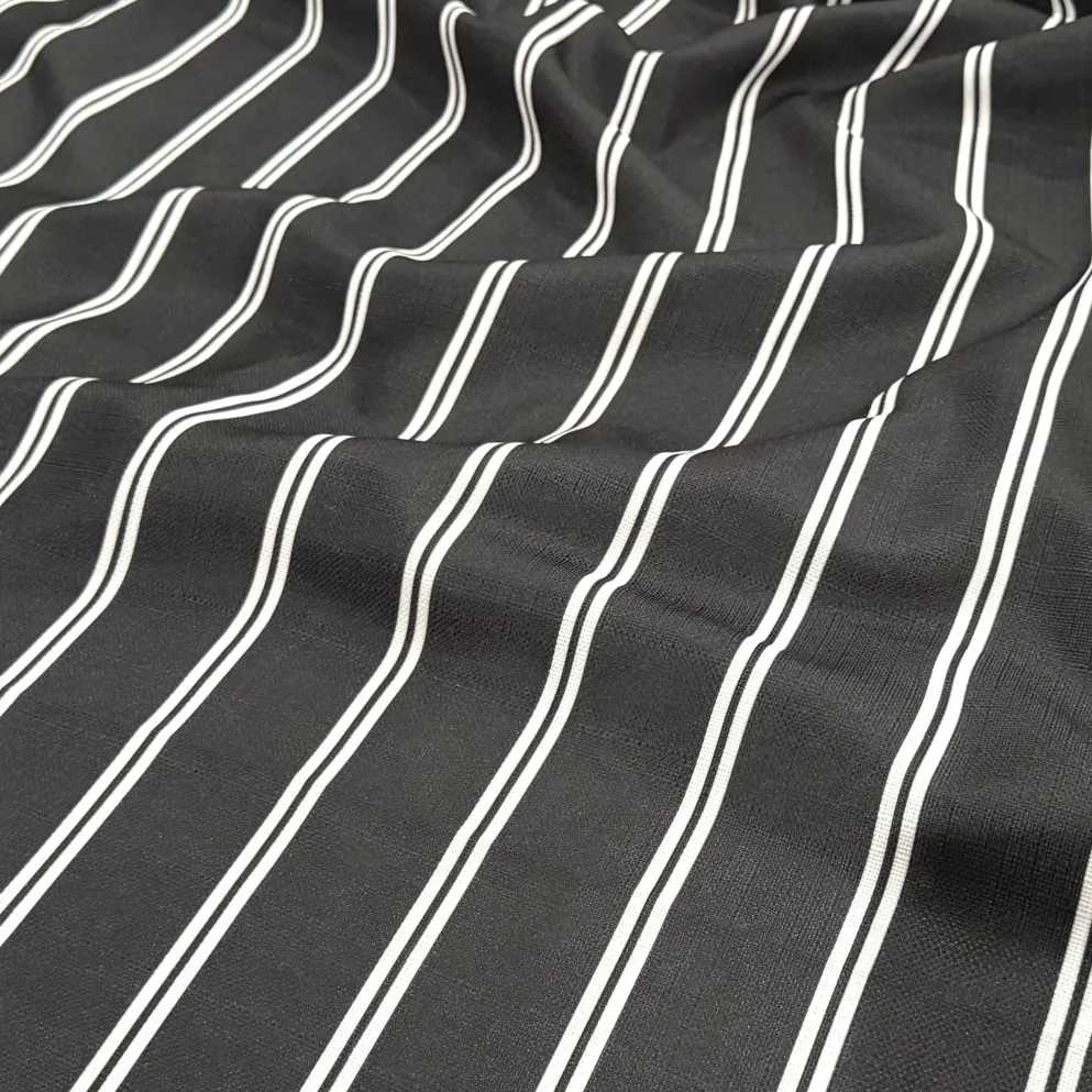 Lexington Stripe (Slub Print) Table Runner in Black