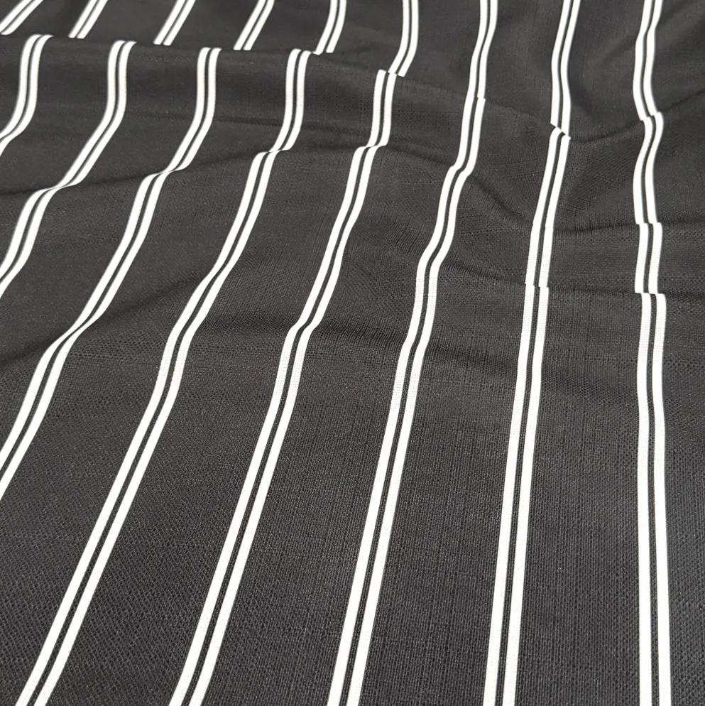 Lexington Stripe (Slub Print) Table Runner in Black