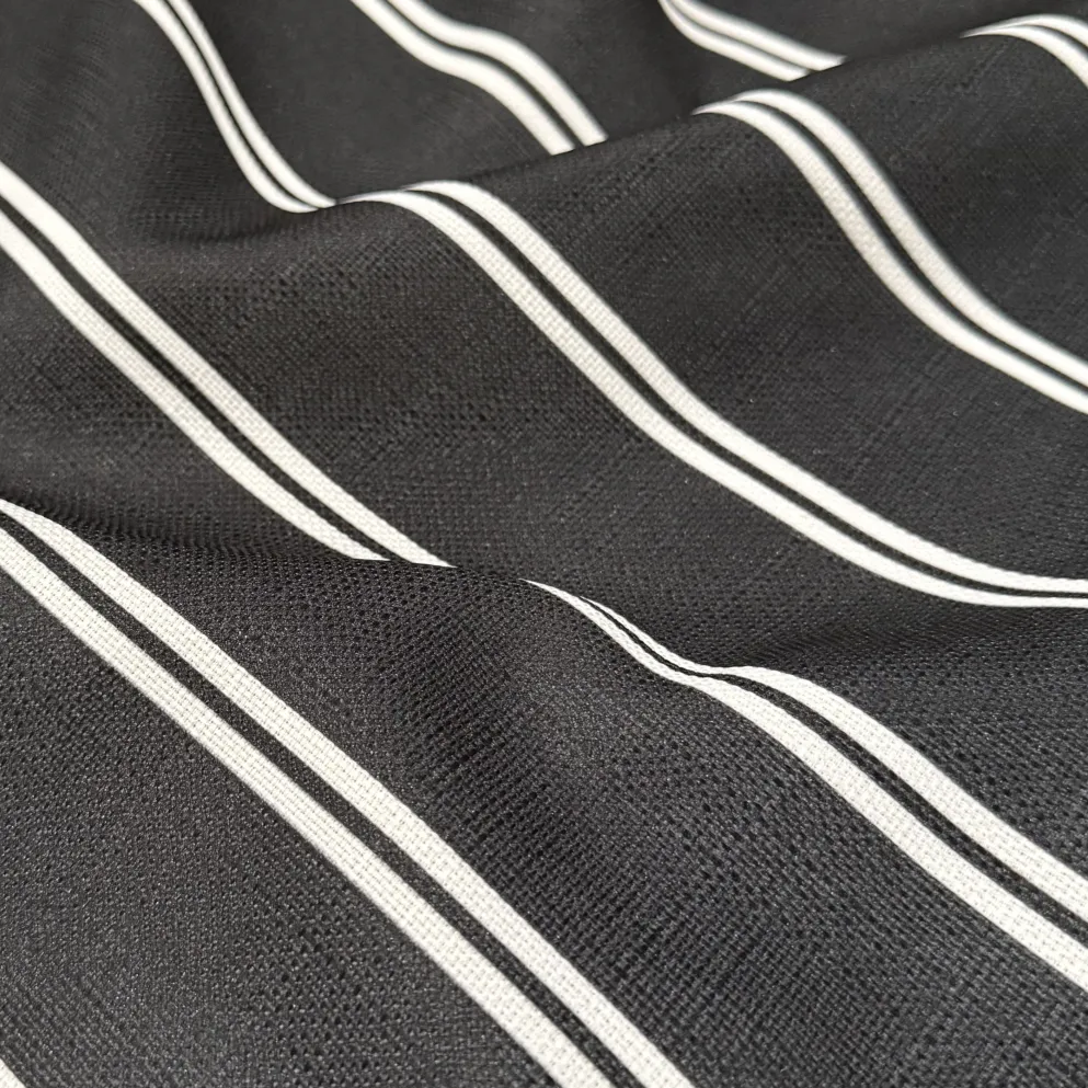 Lexington Stripe (Slub Print) Table Runner in Black