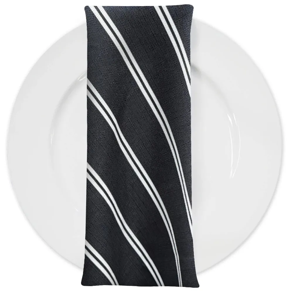 Lexington Stripe (Slub Print) Table Napkin in Black