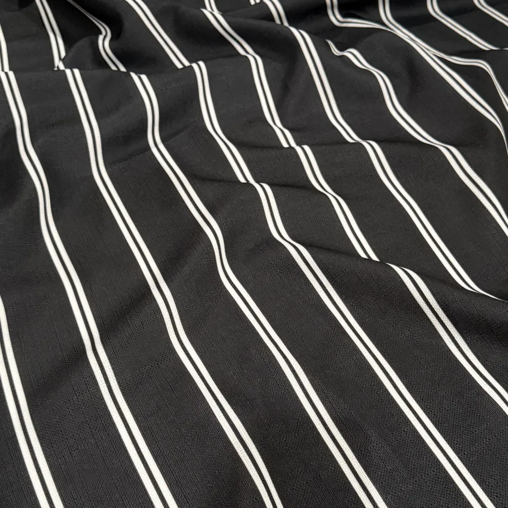 Lexington Stripe (Slub Print) Table Napkin in Black