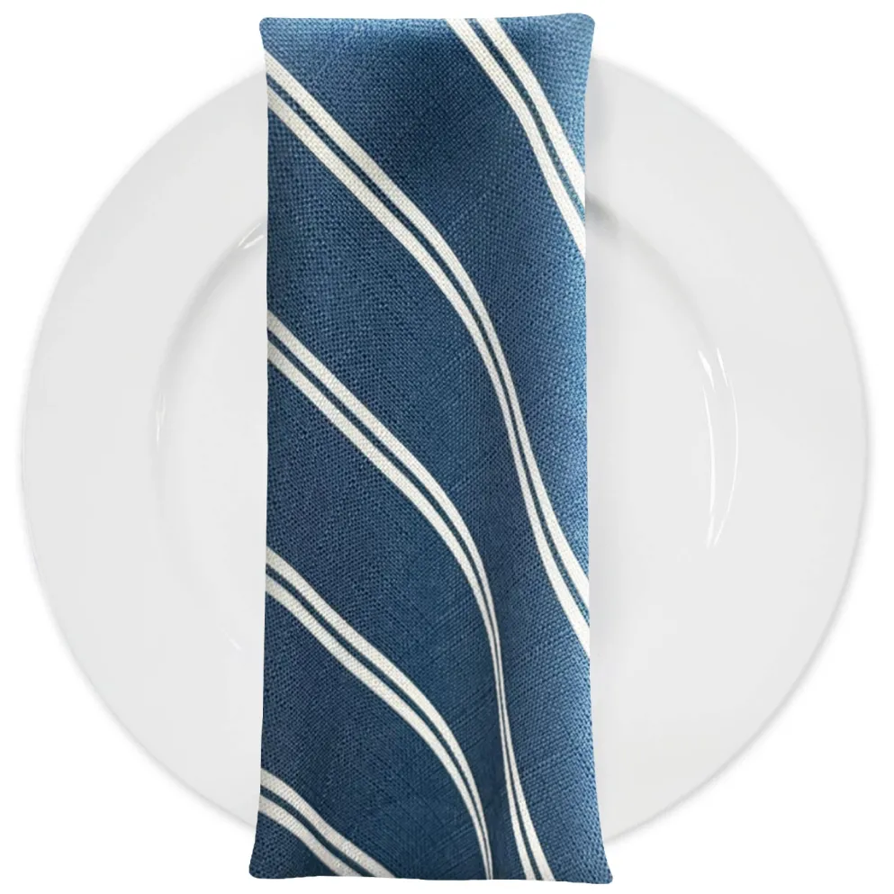Lexington Stripe (Slub Print) Table Napkin in Navy