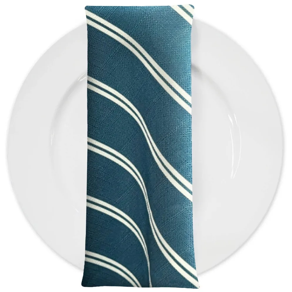 Lexington Stripe (Slub Print) Table Napkin in Slate Blue