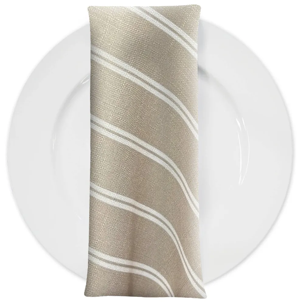 Lexington Stripe (Slub Print) Table Napkin in Taupe
