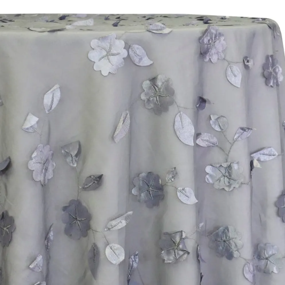 Lily Petal Table Linen in Silver