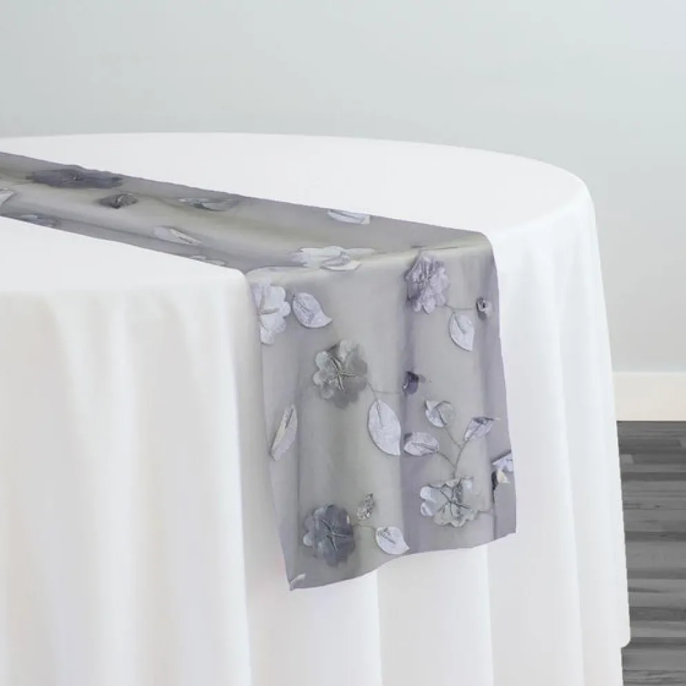 Lily Petal Table Runner in Silver