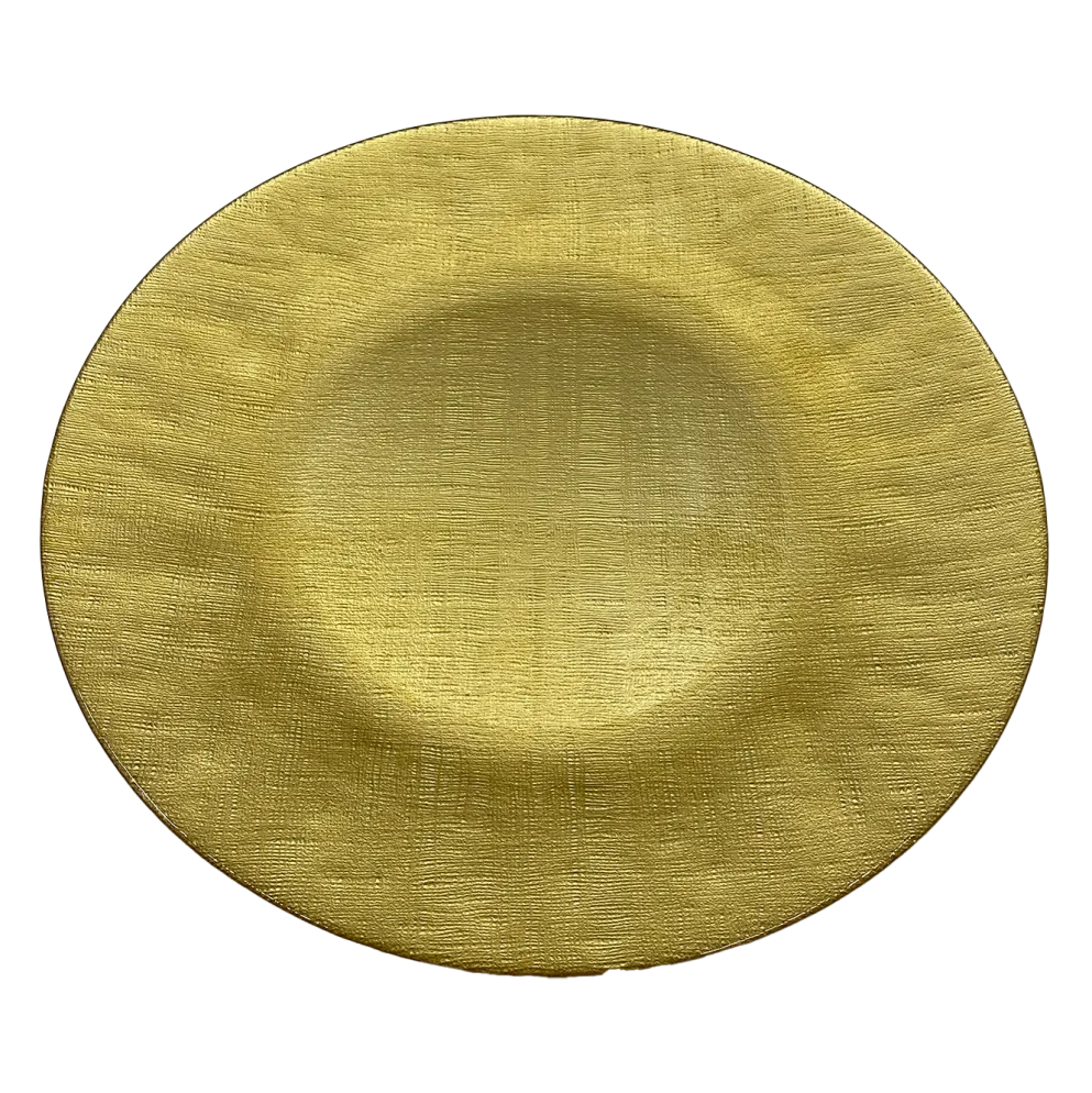 Linen - Glass Charger Plate in Gold (Item # 0236)