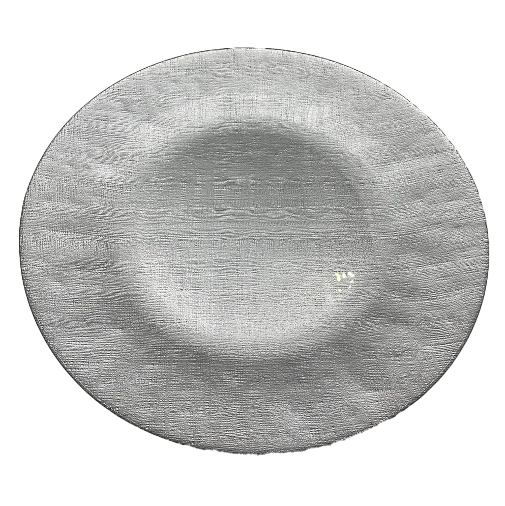 Linen - Glass Charger Plate in Silver (Item # 0236)