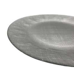 Linen - Glass Charger Plate in Silver (Item # 0236)