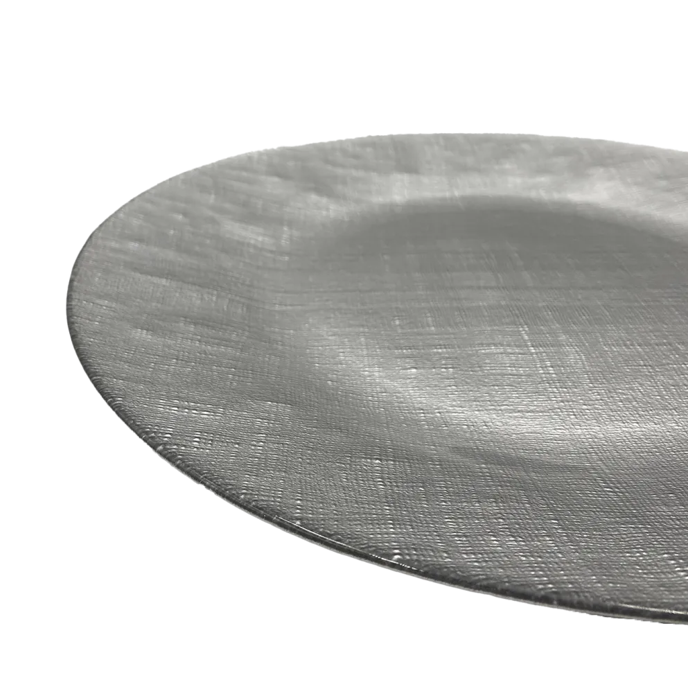 Linen - Glass Charger Plate in Silver (Item # 0236)