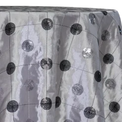 Luna Sequins Taffeta Table Linen in Silver