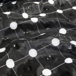 Luna Sequins Taffeta Table Runner in White and Black