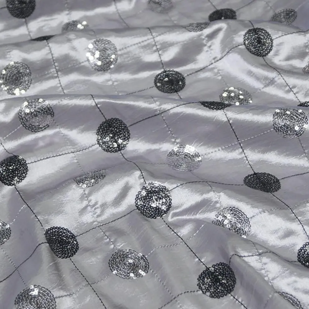 Luna Sequins Taffeta Table Runner in Silver