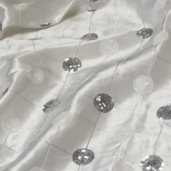 Luna Sequins Taffeta Table Runner in Silver and White