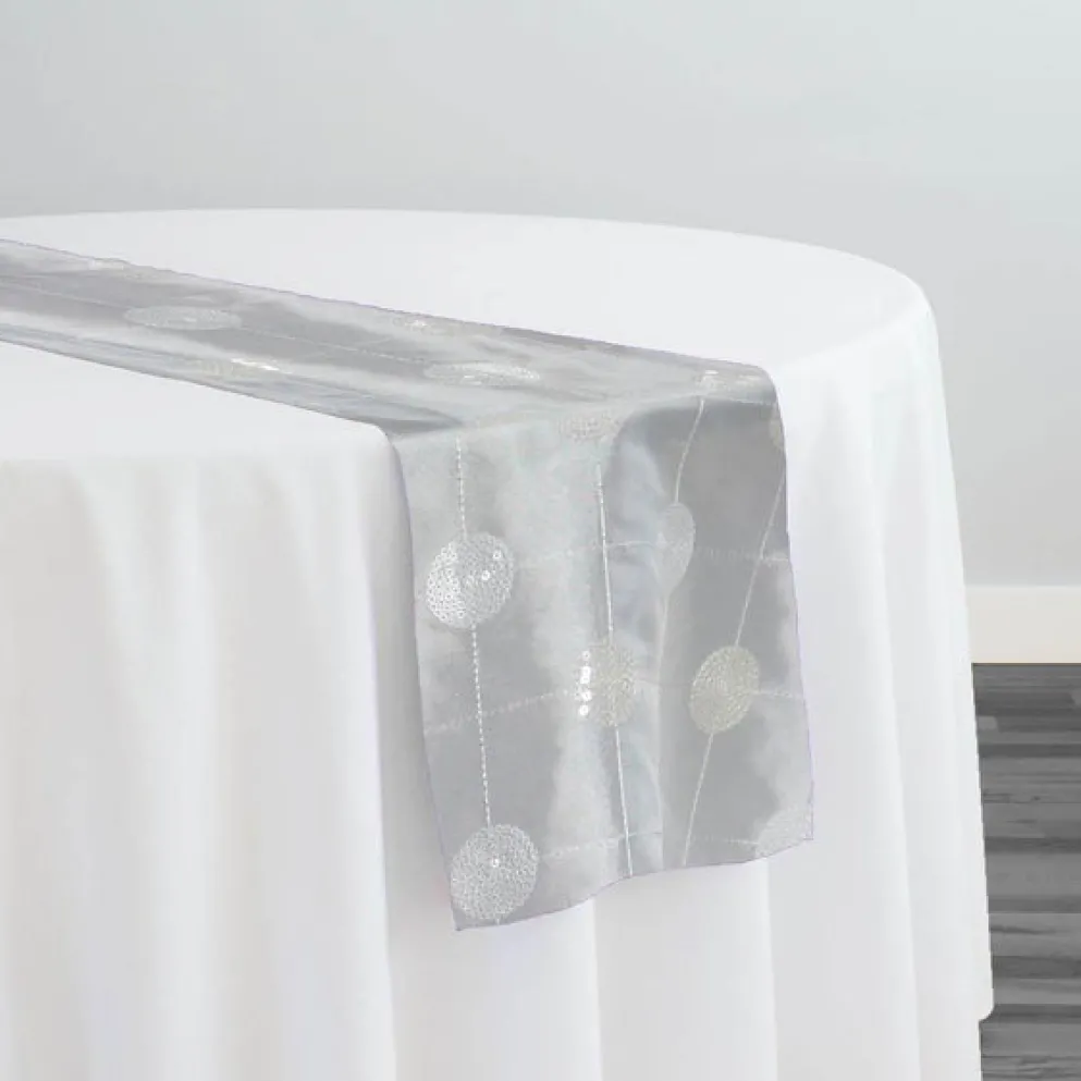 Luna Sequins Taffeta Table Runner in Ivory