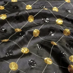 Luna Sequins Taffeta Table Runner in Gold and Black