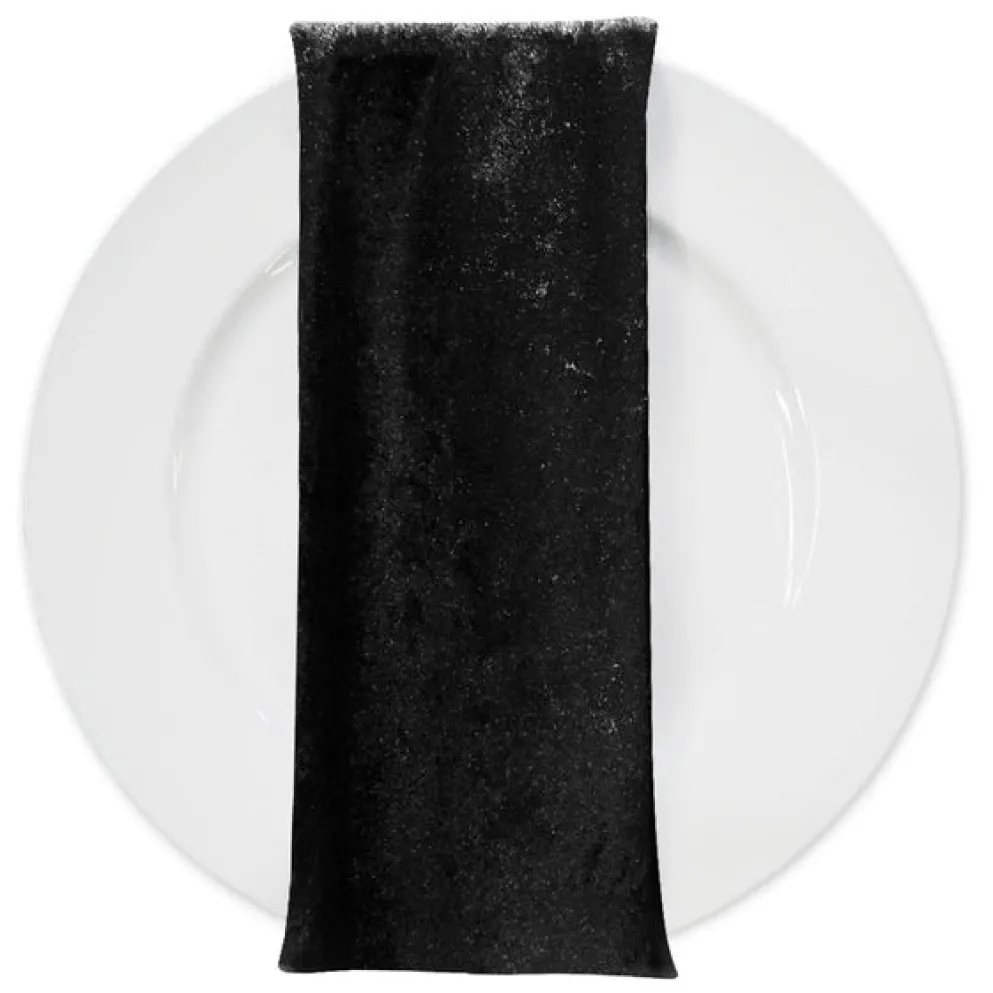Lush Velvet Table Napkin in Black