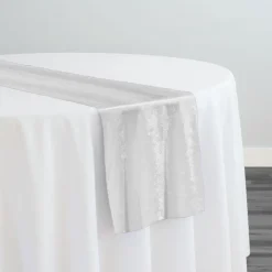 Lush Velvet Table Runner in White